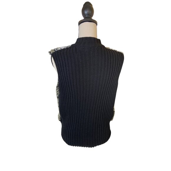 Kim Rogers Womens XL Leopard Print Faux Fur Zip Vest Ribbed Knit Back - Picture 2 of 8